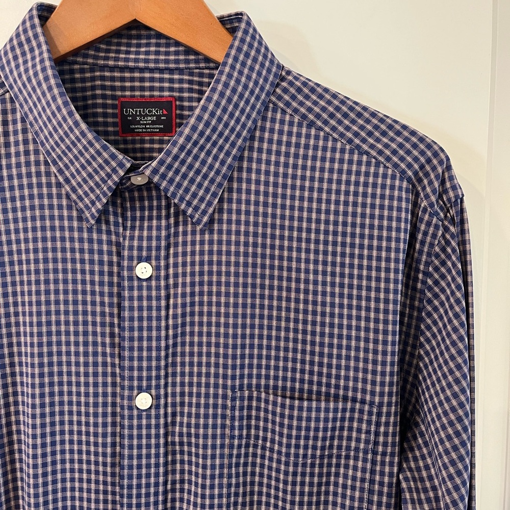UNTUCKit Men's Blue Checkered Shirt